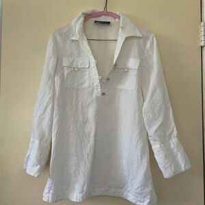 Women's White Linen Top